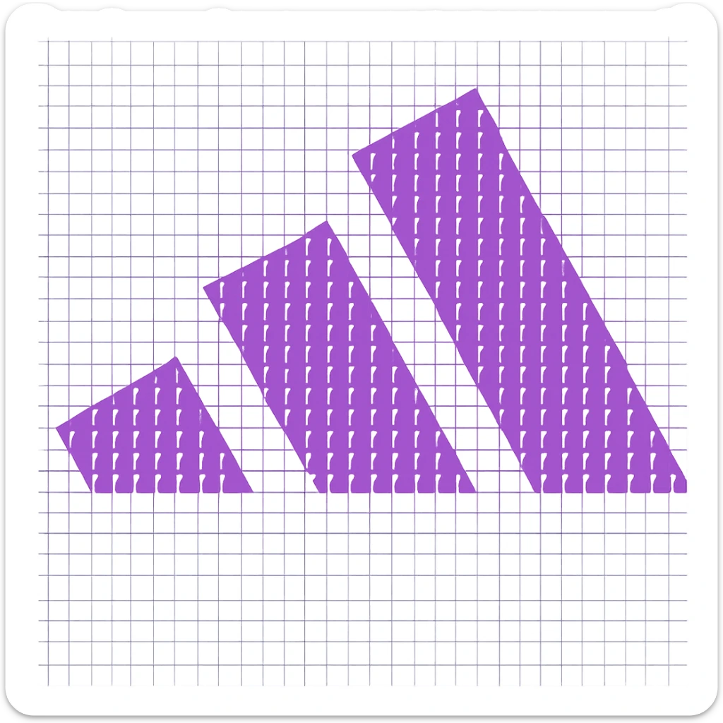 mosaic of square emojis forming Galxe 3-stripe logo, three stripes in purple, background squares in white sticker