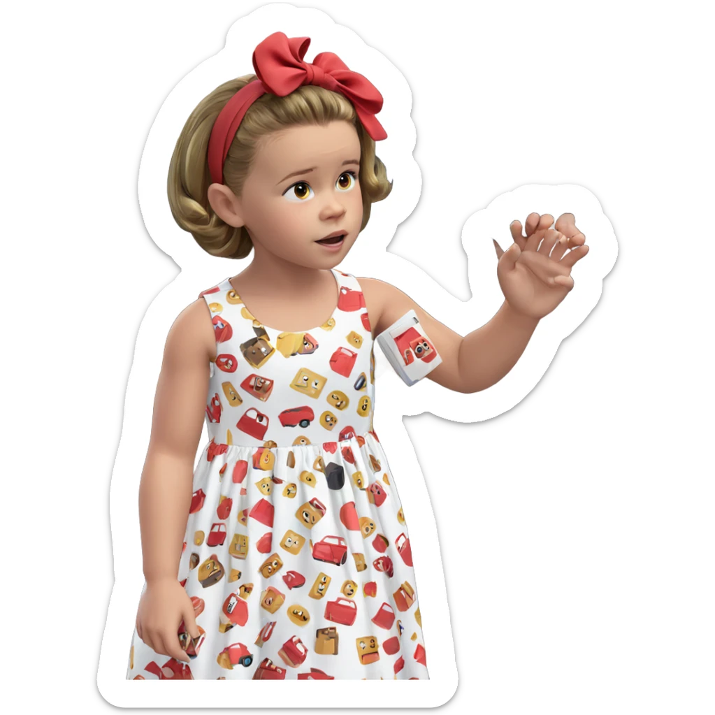 girl in dress with car sticker