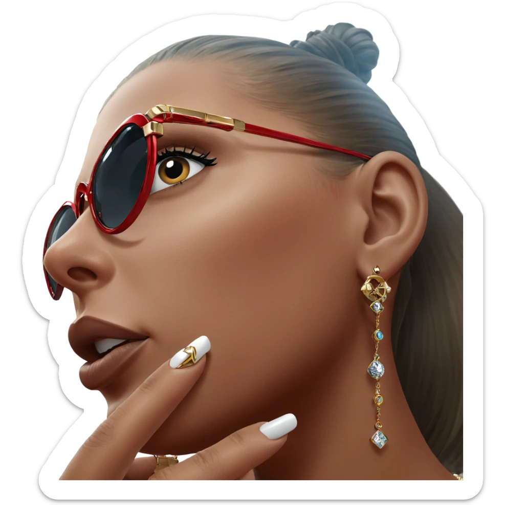 girl with stylish jewelry portrait sticker