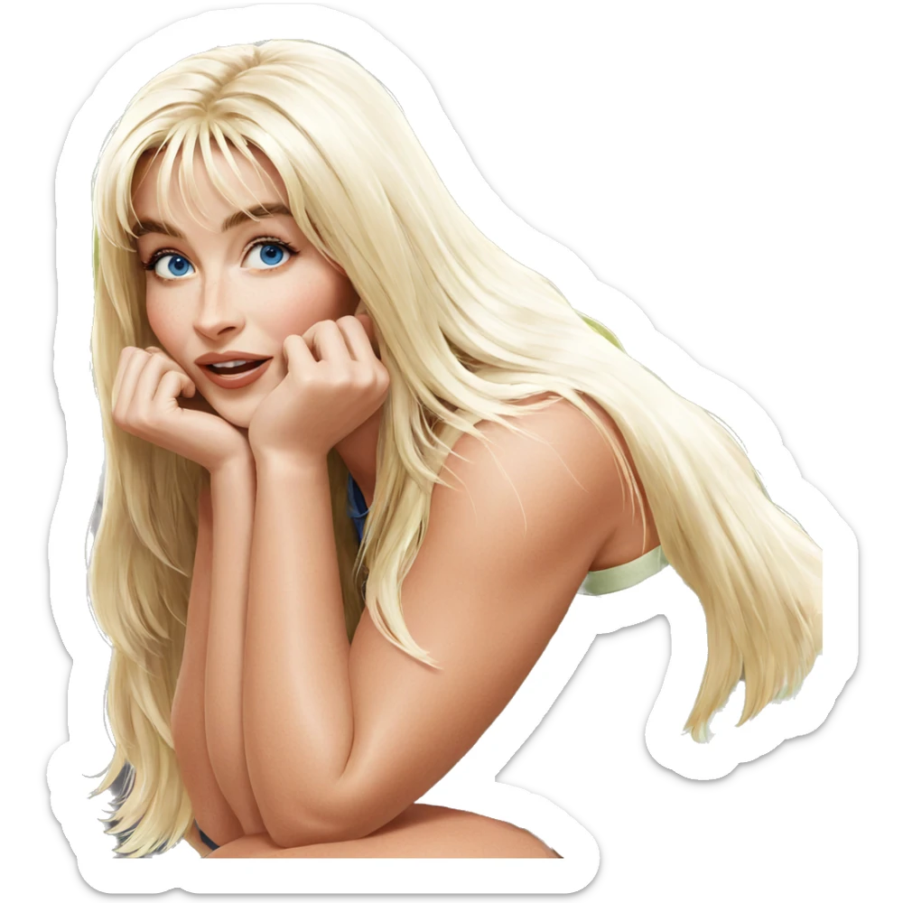 blonde girl with blue eyes sticker