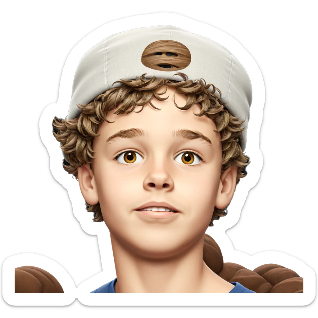 brown haired boy portrait sticker