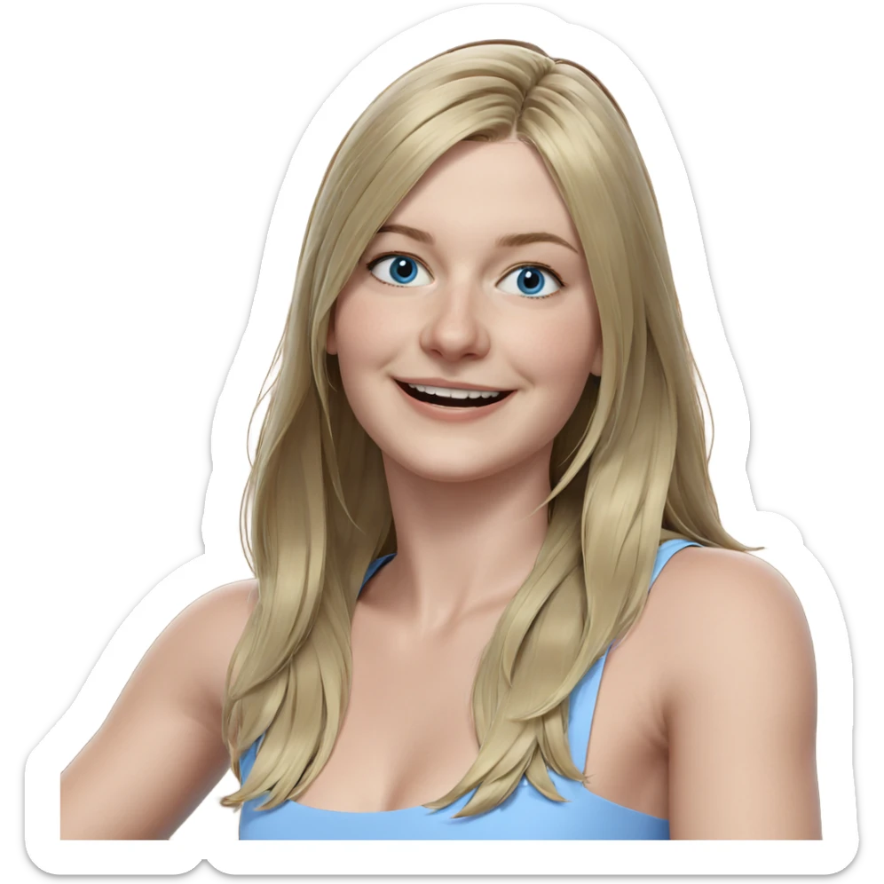 blonde girl in blue dress sticker