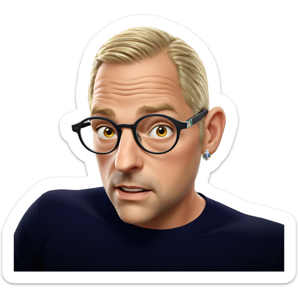 male portrait with jewelry sticker