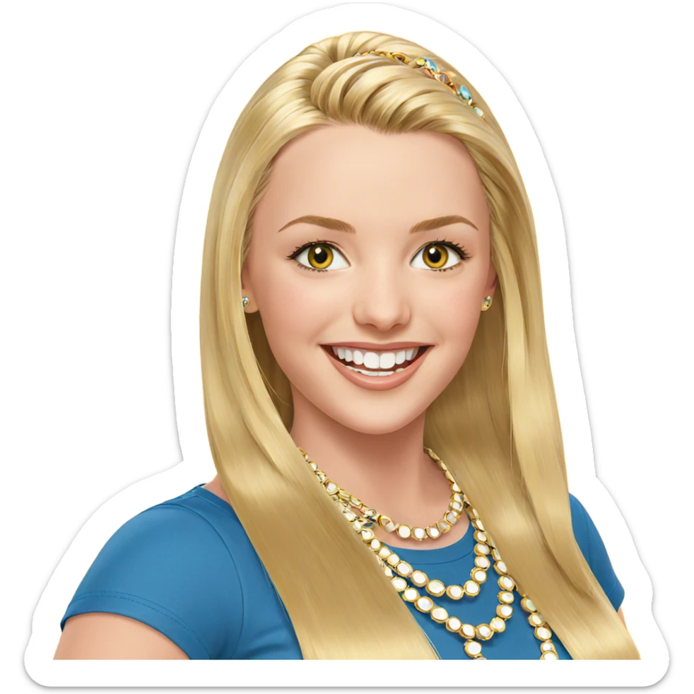 smiling blonde girl with jewelry sticker