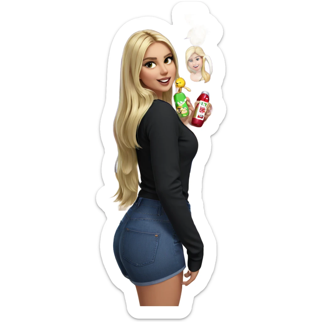 blonde girl with bottle sticker