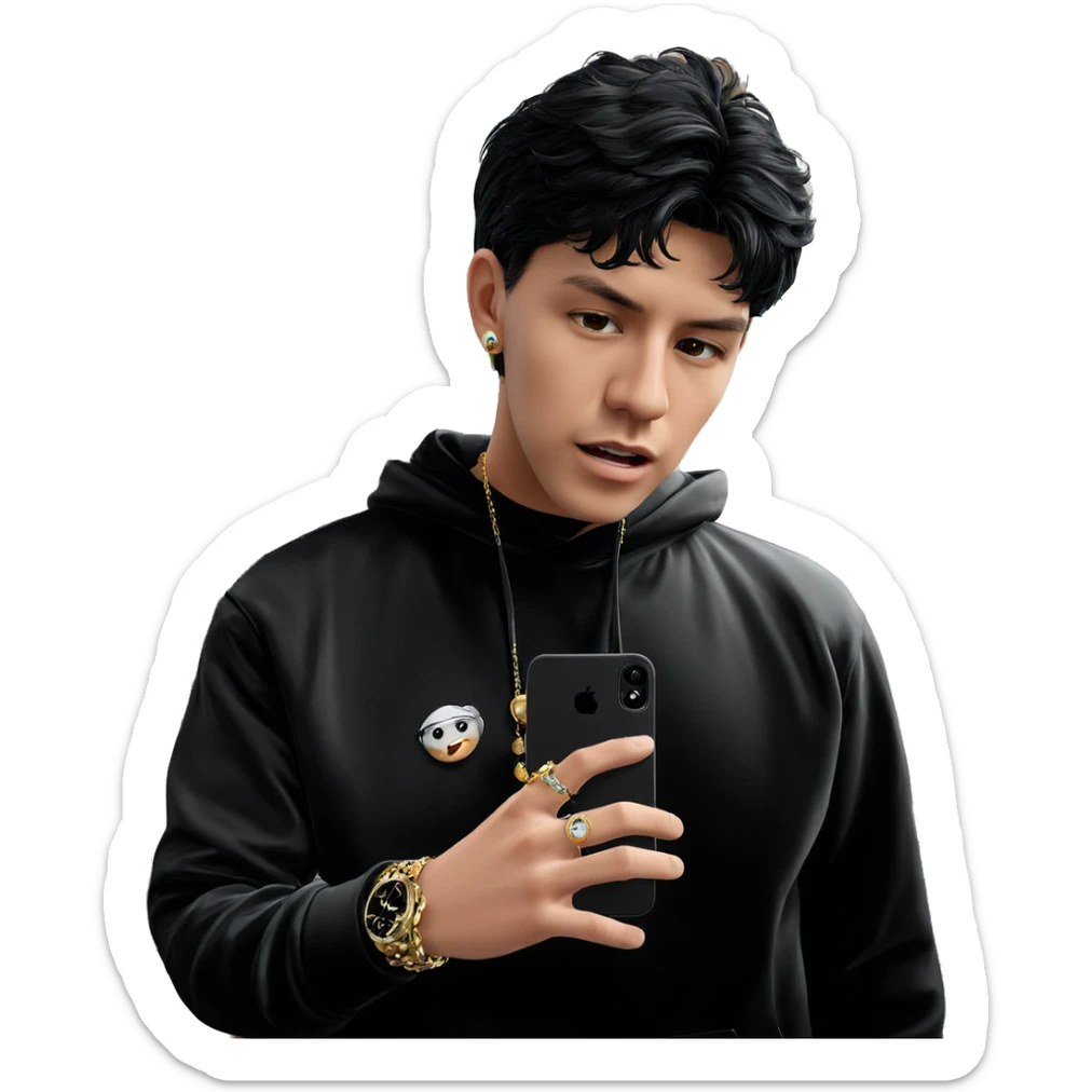 gentleman with jewelry indoors sticker