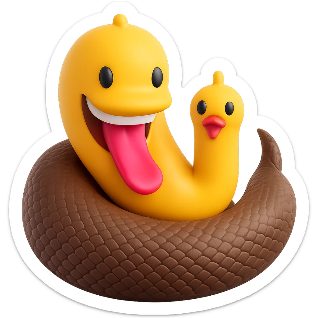 Enhance the detail of the snake skin pattern on the poop emoji, keeping the original style intact. Remove the background. sticker