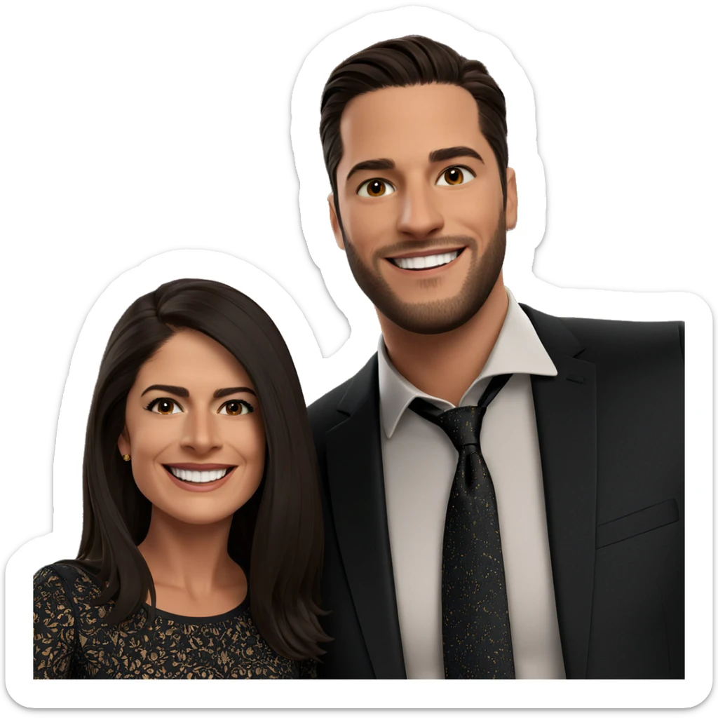 smiling couple in formal attire sticker
