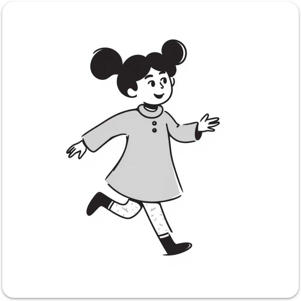 Hand-drawn little girl with pigtails and a cute dress sticker