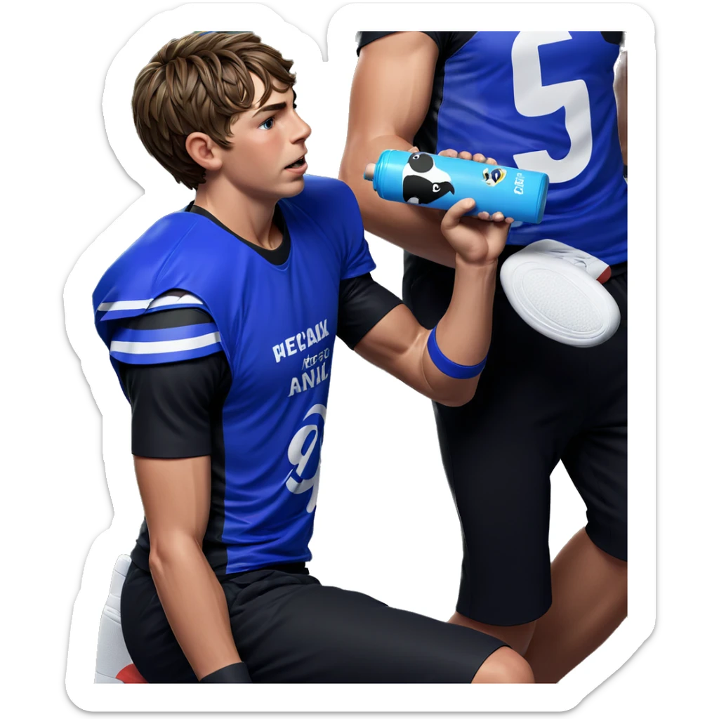 boys in sportswear holding bottles sticker