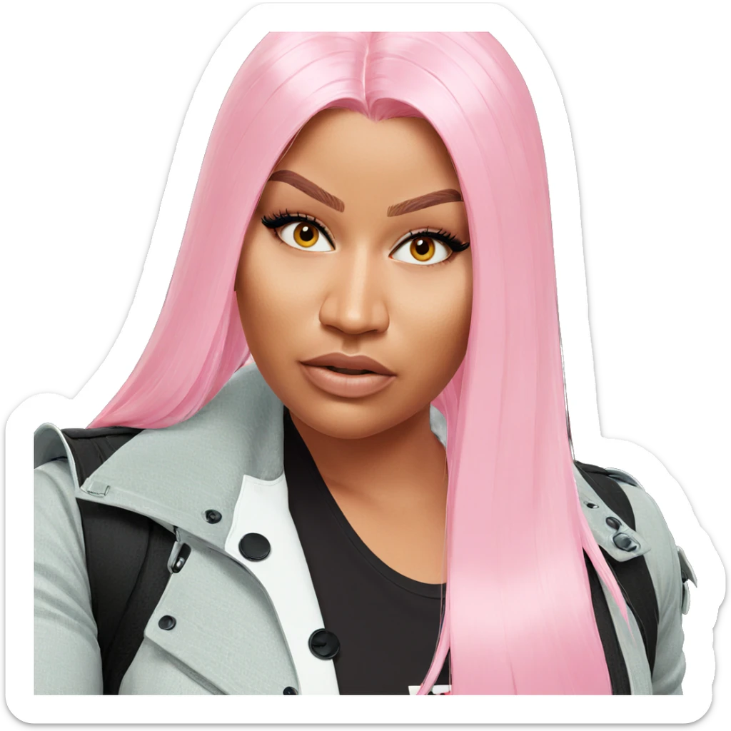 girl with pink hair portrait sticker