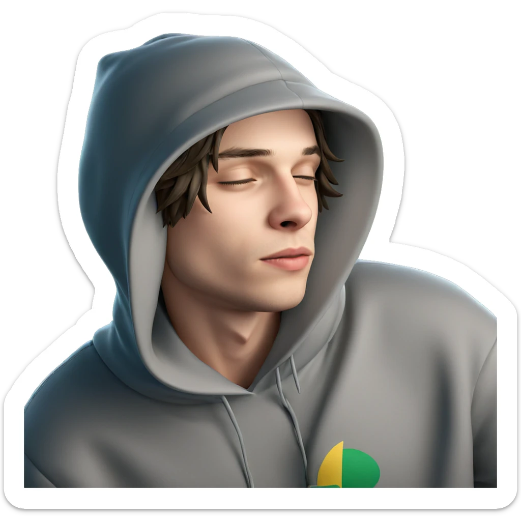 hooded boy with closed eyes sticker