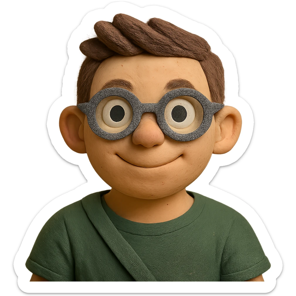 make this claymation portrait emoji look just a little bit younger than the original, but not too young—subtle age reduction, keep the same style sticker