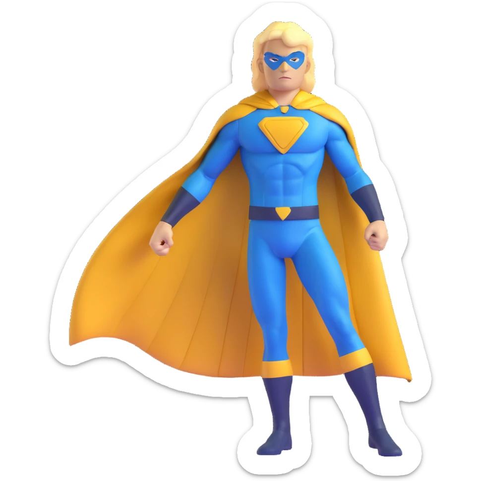 Marvel superhero Sentry with blonde hair in blue and gold costume with cape sticker