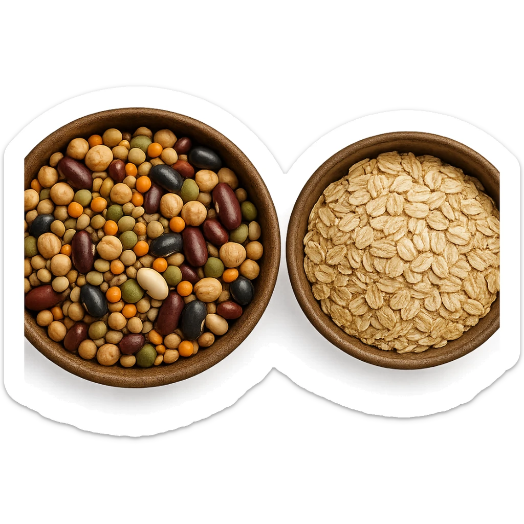 BOWL DI LEGUMI INSIEME A BOWL DI FIOCCHI DI AVENA,  iperrealistico 4k sticker