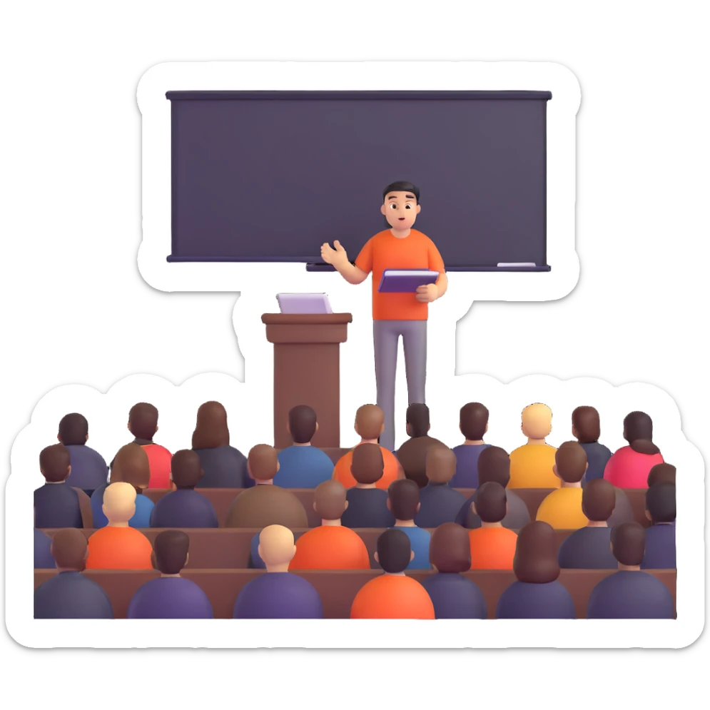 professional hair stylist giving seminar to hairdressers sticker