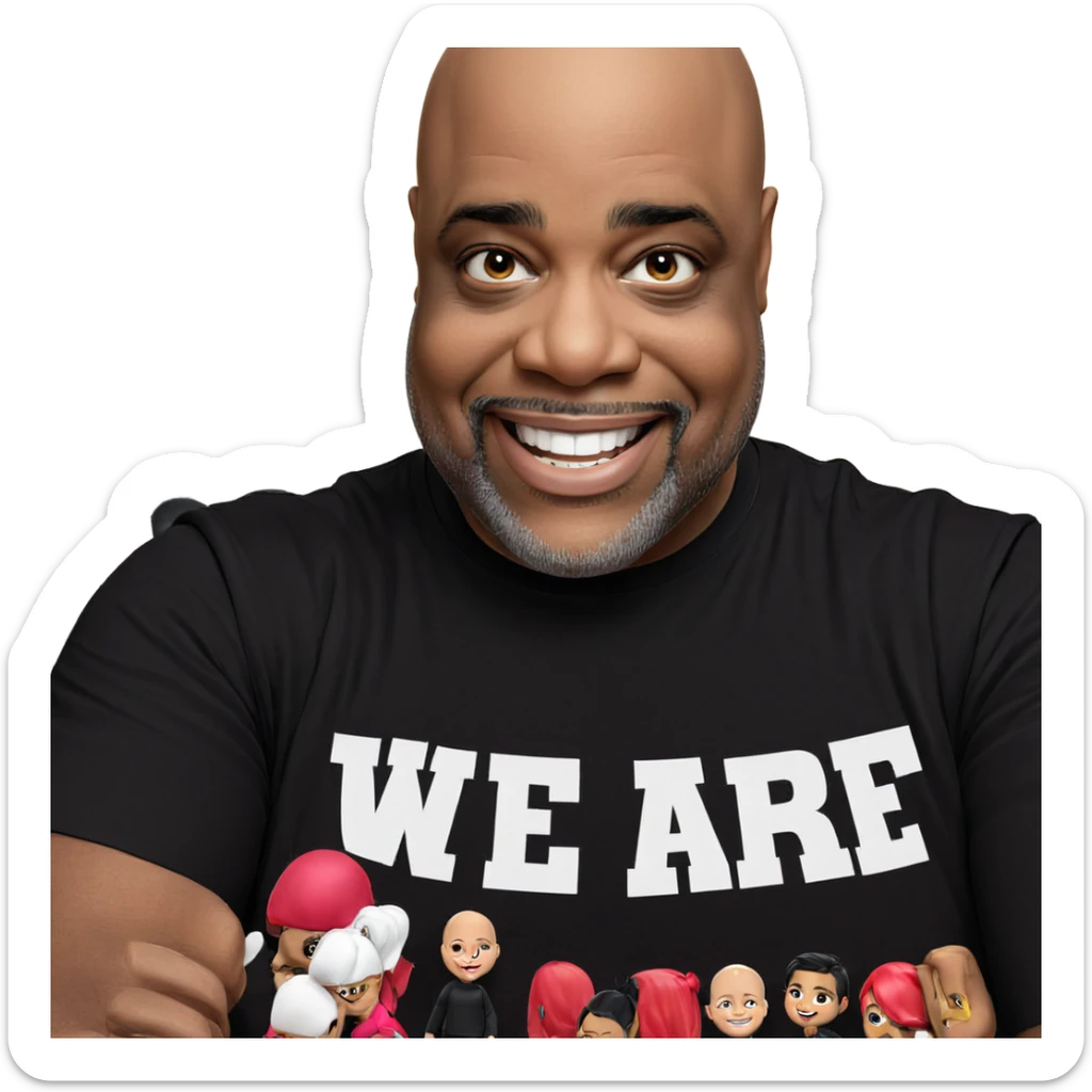 smiling bald man in black sticker