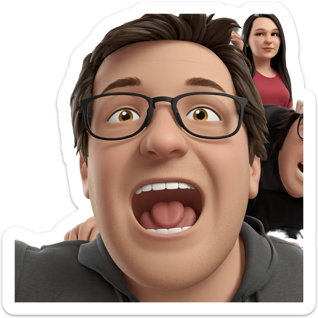 boys with glasses and smiles sticker