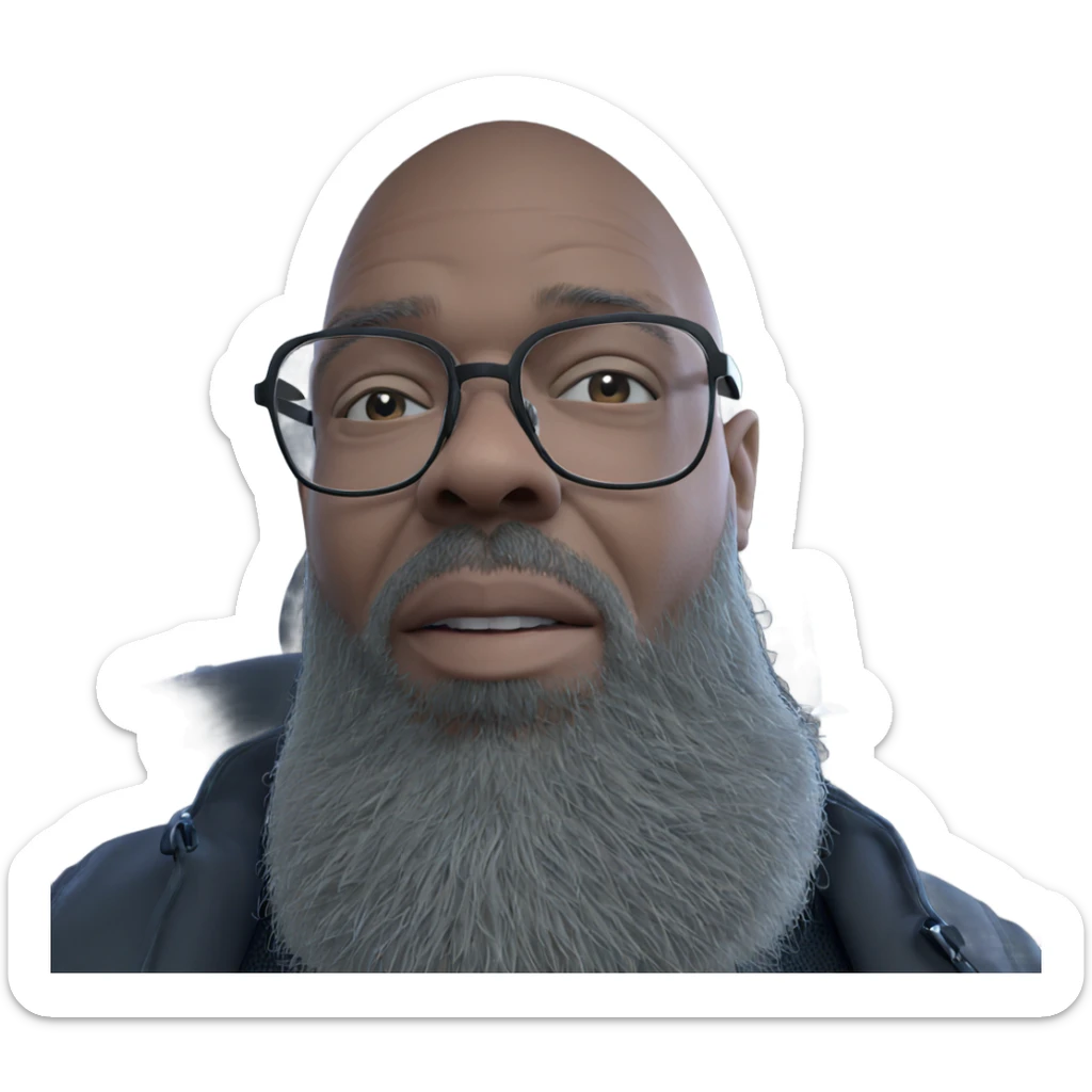 bald man with glasses sticker