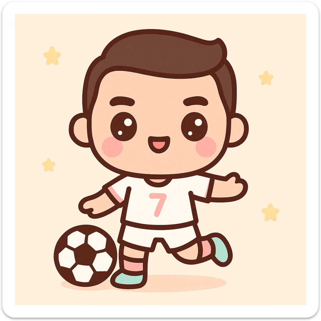 Cristiano Ronaldo iconic footballer in kawaii style sticker