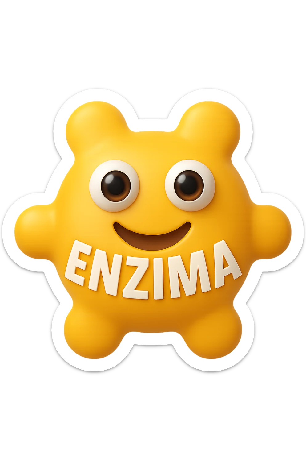 emoji con enzima umano con occhi 3d con la scritta "ENZIMA" SUL CORPO IN ITALIANO sticker