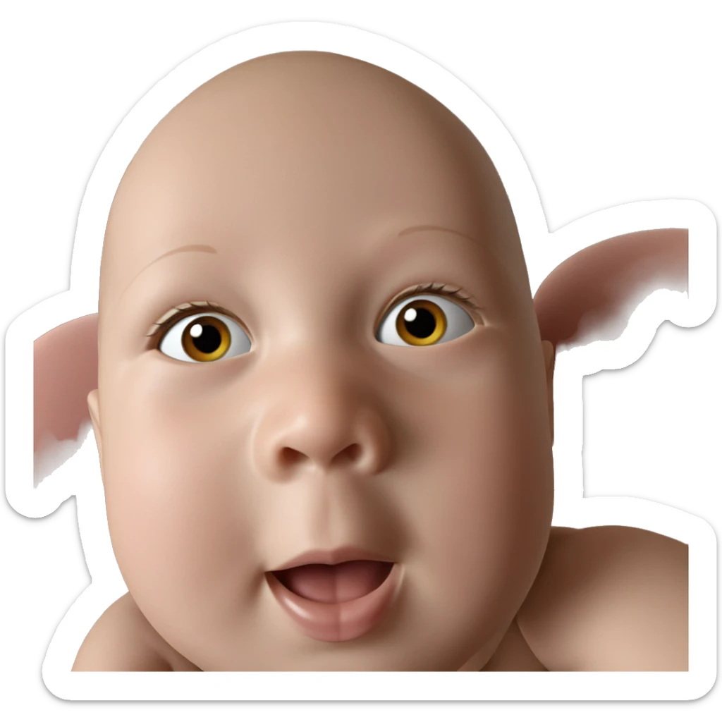 bald girl looking at viewer sticker