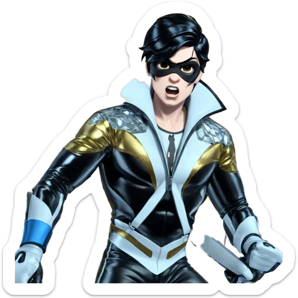 black haired boy in gloves sticker