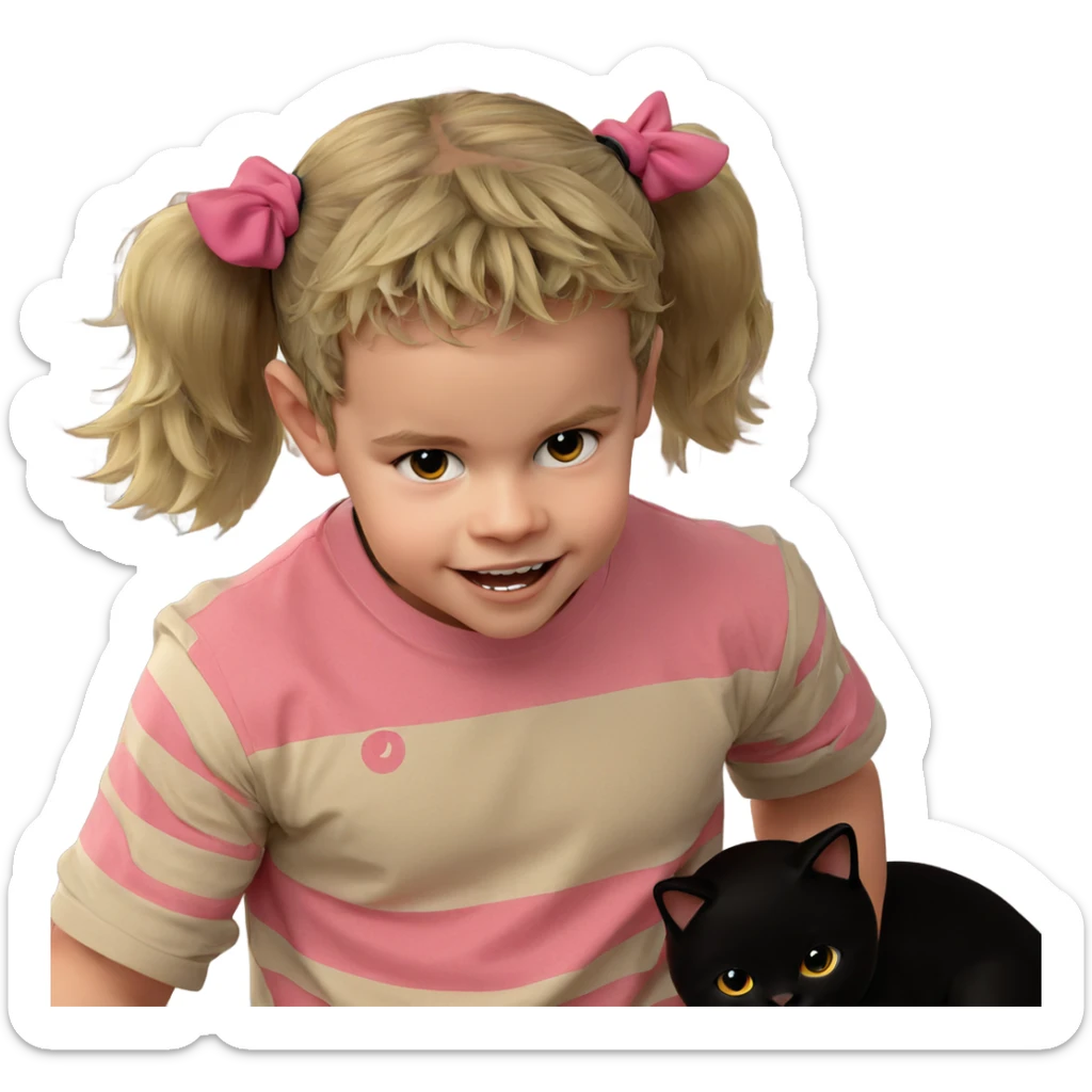 twintails boy with black cat sticker