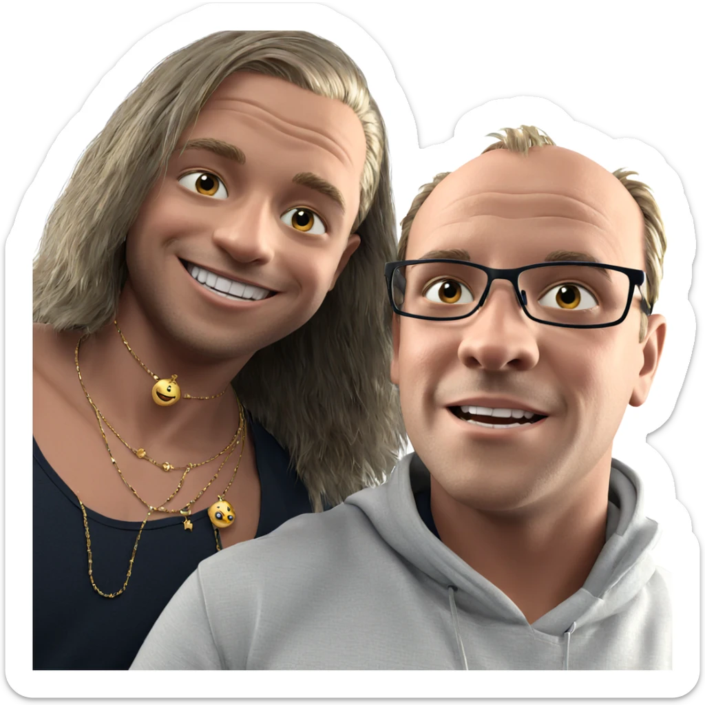 smiling boys with jewelry sticker