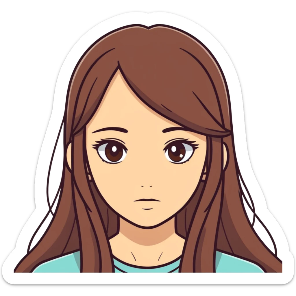A girl with straight brown long hair long and siren eyes  sticker