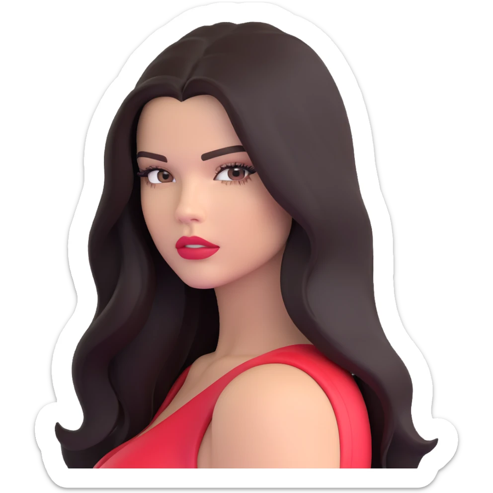 Adriana Lima, gorgeous Brazilian supermodel with long dark hair and stunning face sticker