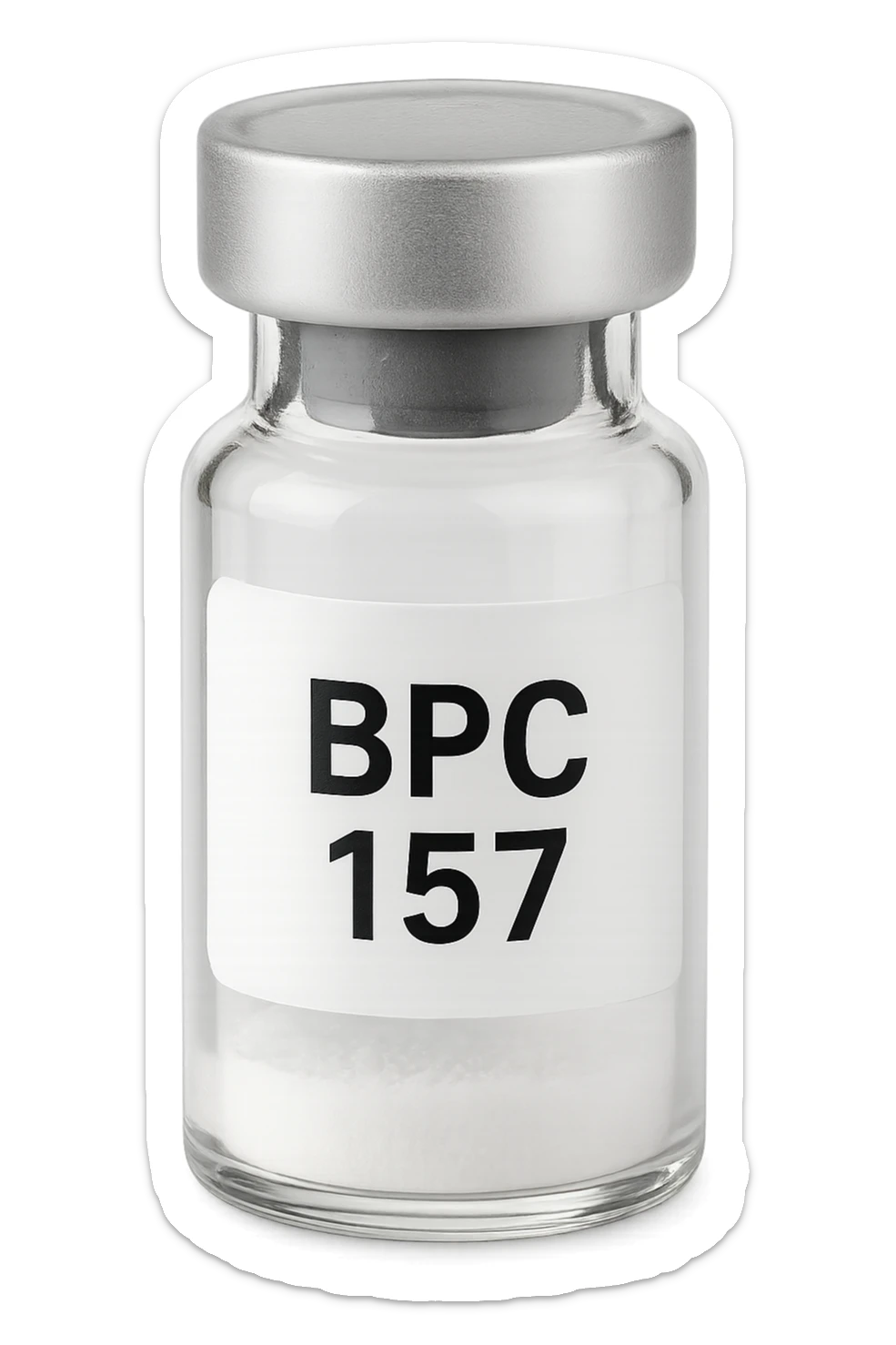BOCCETTA DI FIALA MEDICA CON LA SCRITTA "BPC 157" SULL'ETICHETTA, iperrealistiche 4k sticker