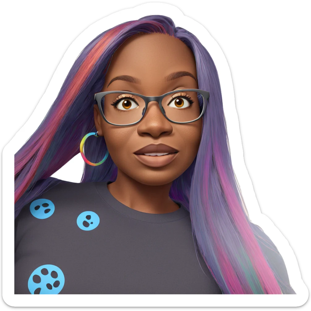 girl with striking multicolored hair sticker