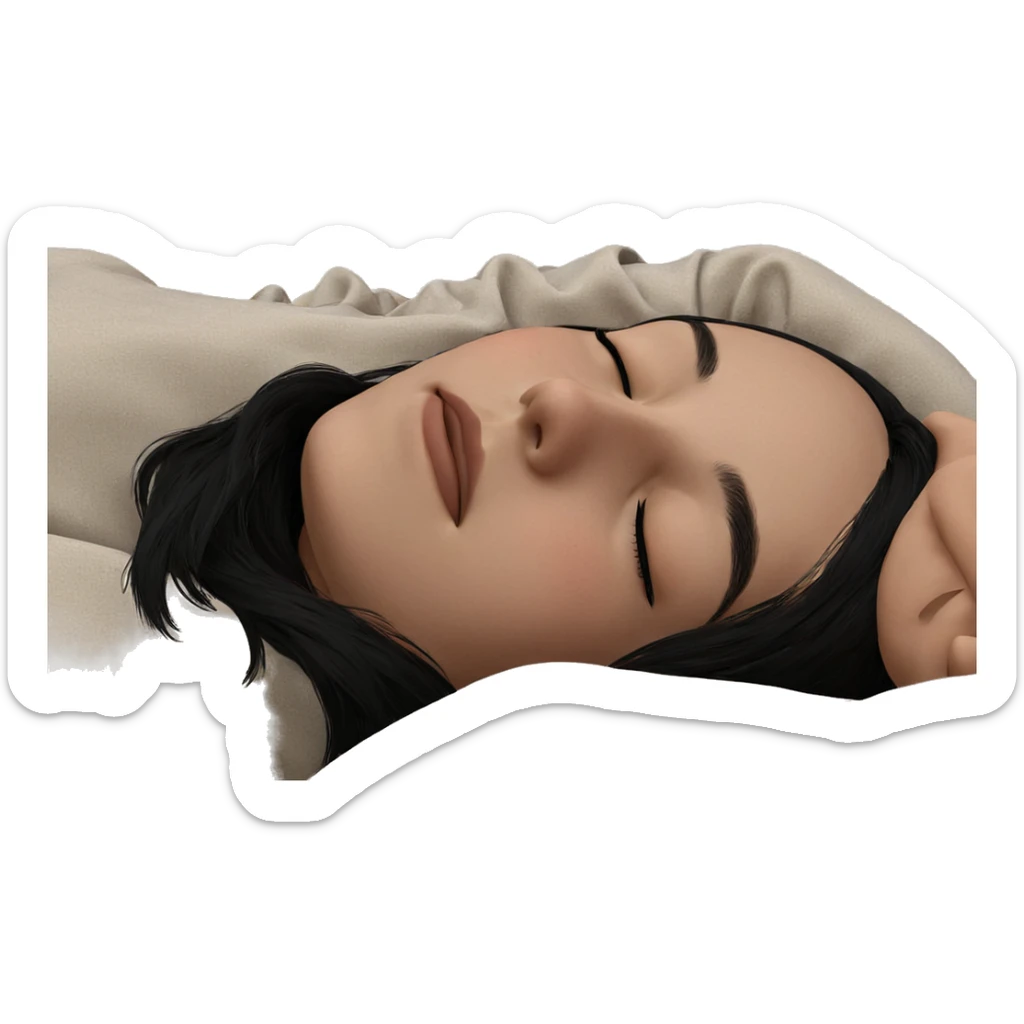 sleeping girl with black hair sticker