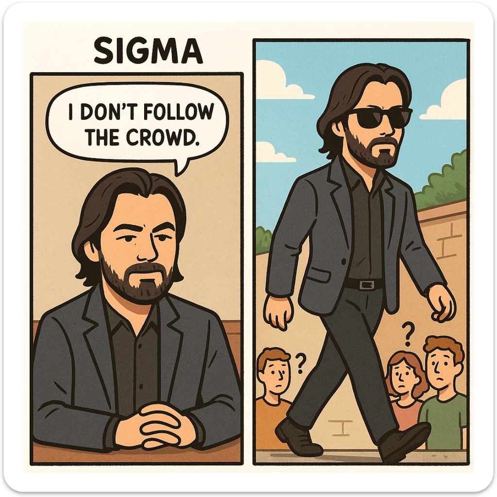 zrób komis, że ktoś jest "sigma" żart. Inspiruj się zanymi twarzami sticker