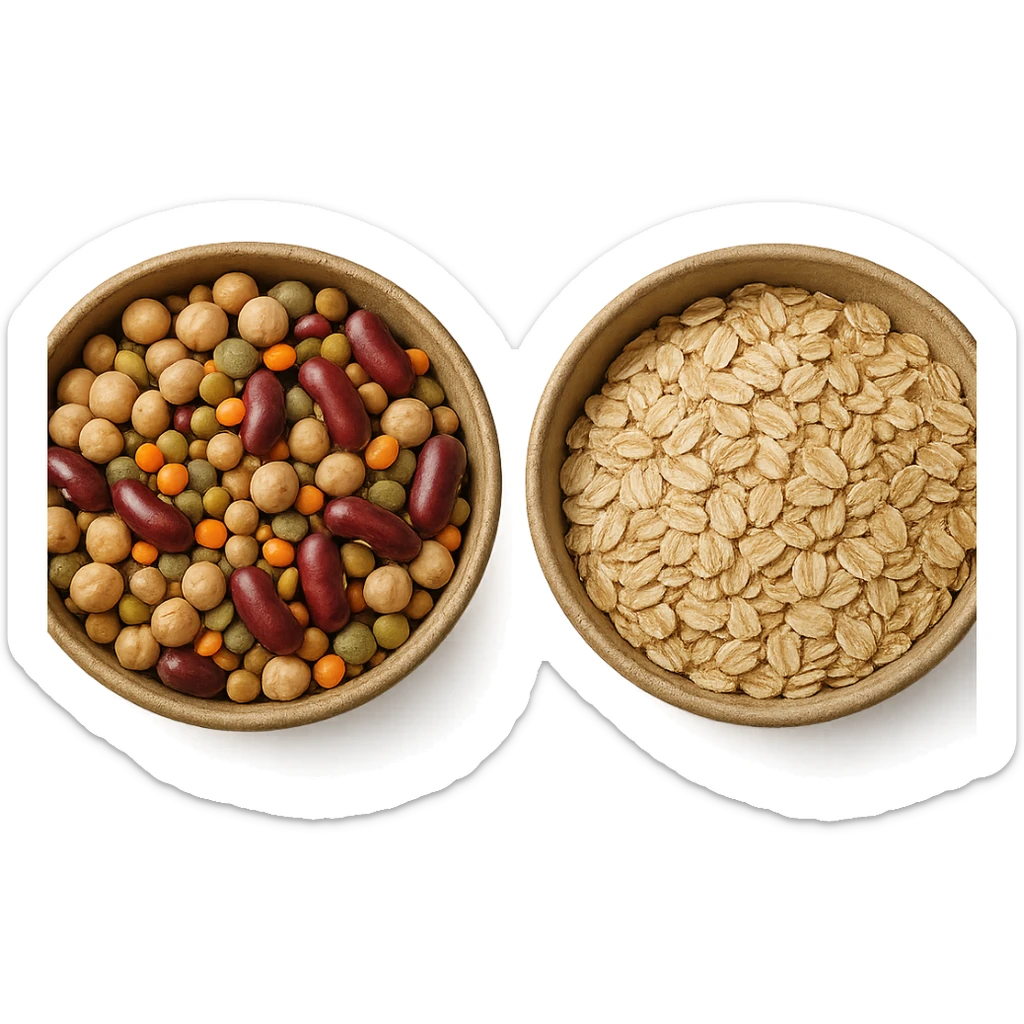 BOWL DI LEGUMI INSIEME A BOWL DI FIOCCHI DI AVENA,  iperrealistico 4k sticker