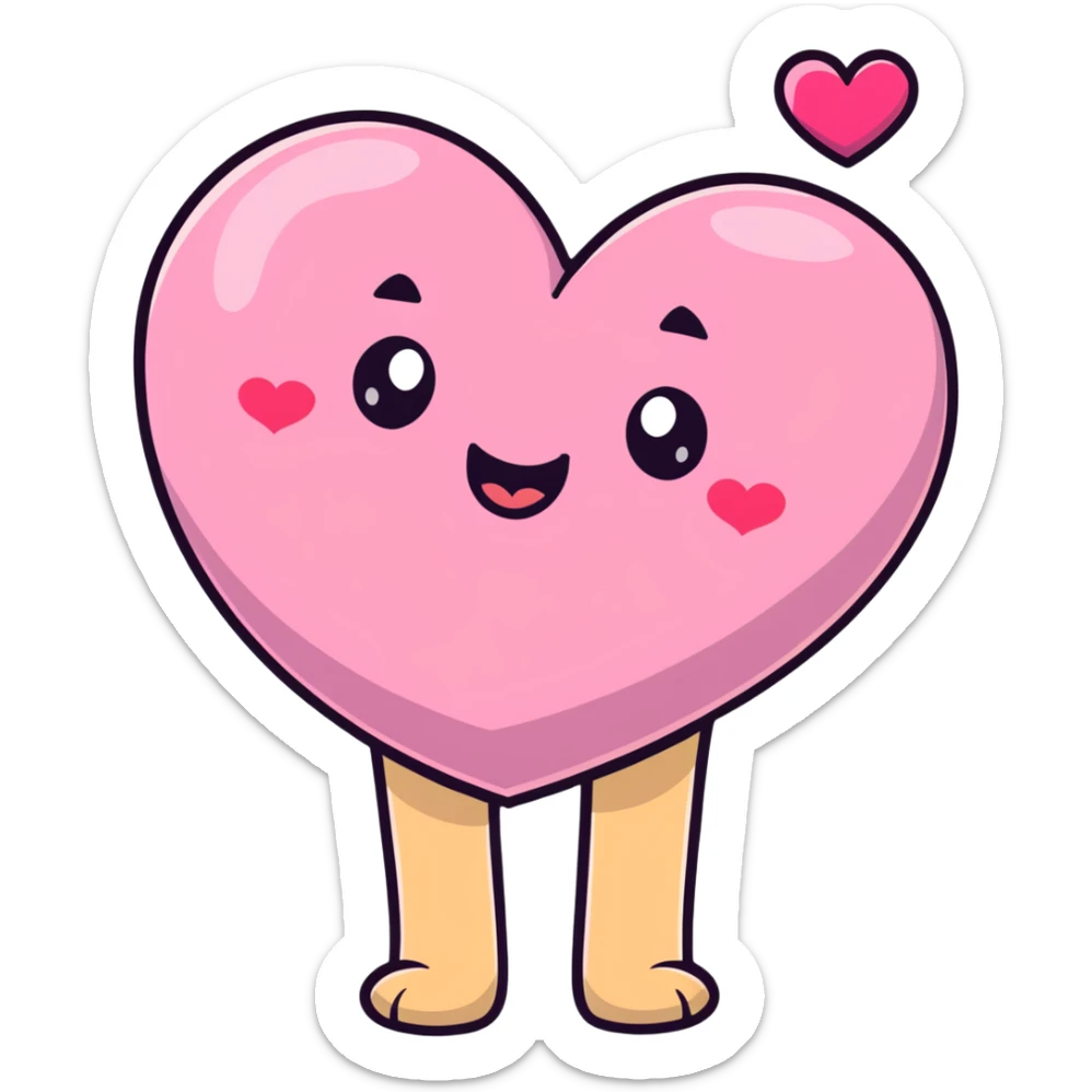 An adorable pink heart character with eyes and a smiling mouth, where the top heart lobes are plump and shaped like butt cheeks sticker