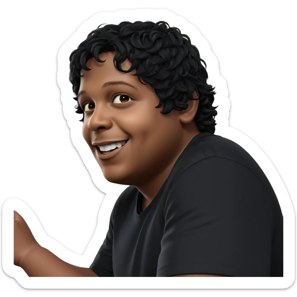 smiling boy in black shirt sticker