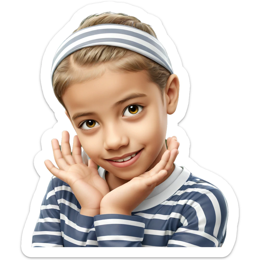 smiling boy in striped shirt sticker