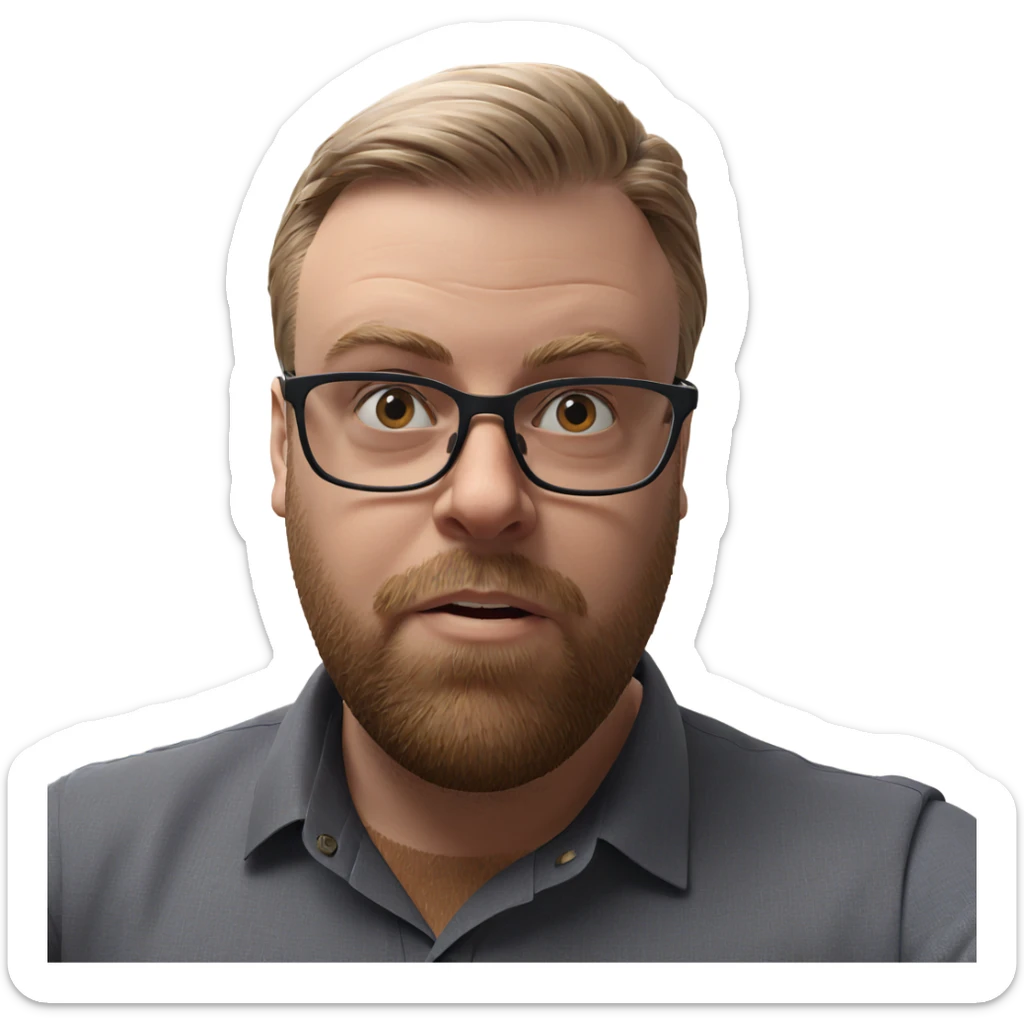 bearded boy in glasses indoors sticker