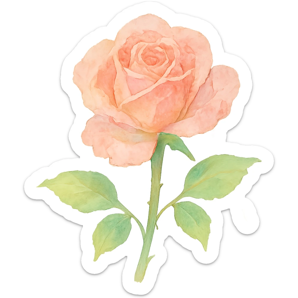 watercolor illustration of a rose, light brush strokes, pastel shades sticker