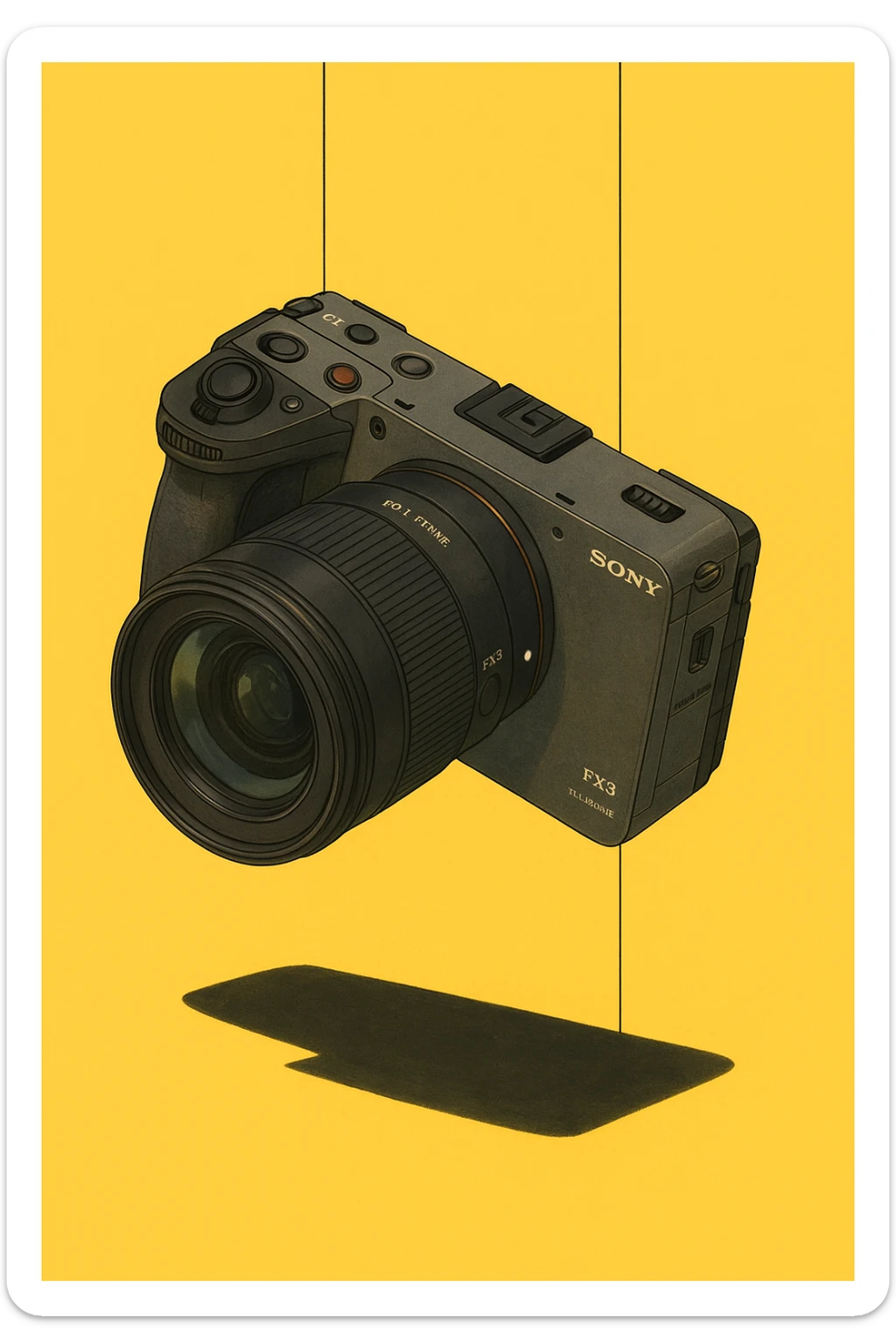 xuddi mana shu sariq mashina o'rniga sony fx3 kamerasini qo'yib o'zgartirib ber sticker