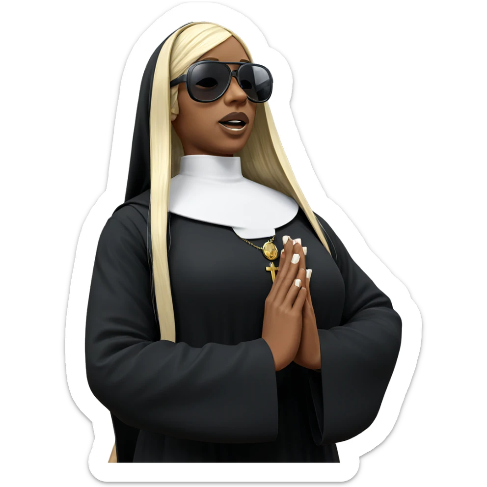 blonde nun in dark habit sticker