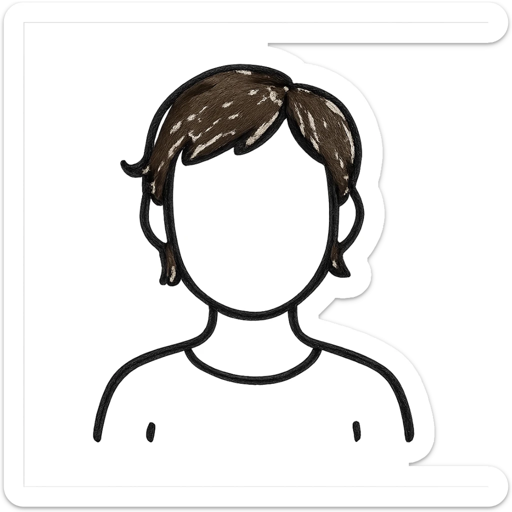 icon of a person with brown hair, minimalist style, transparent background sticker