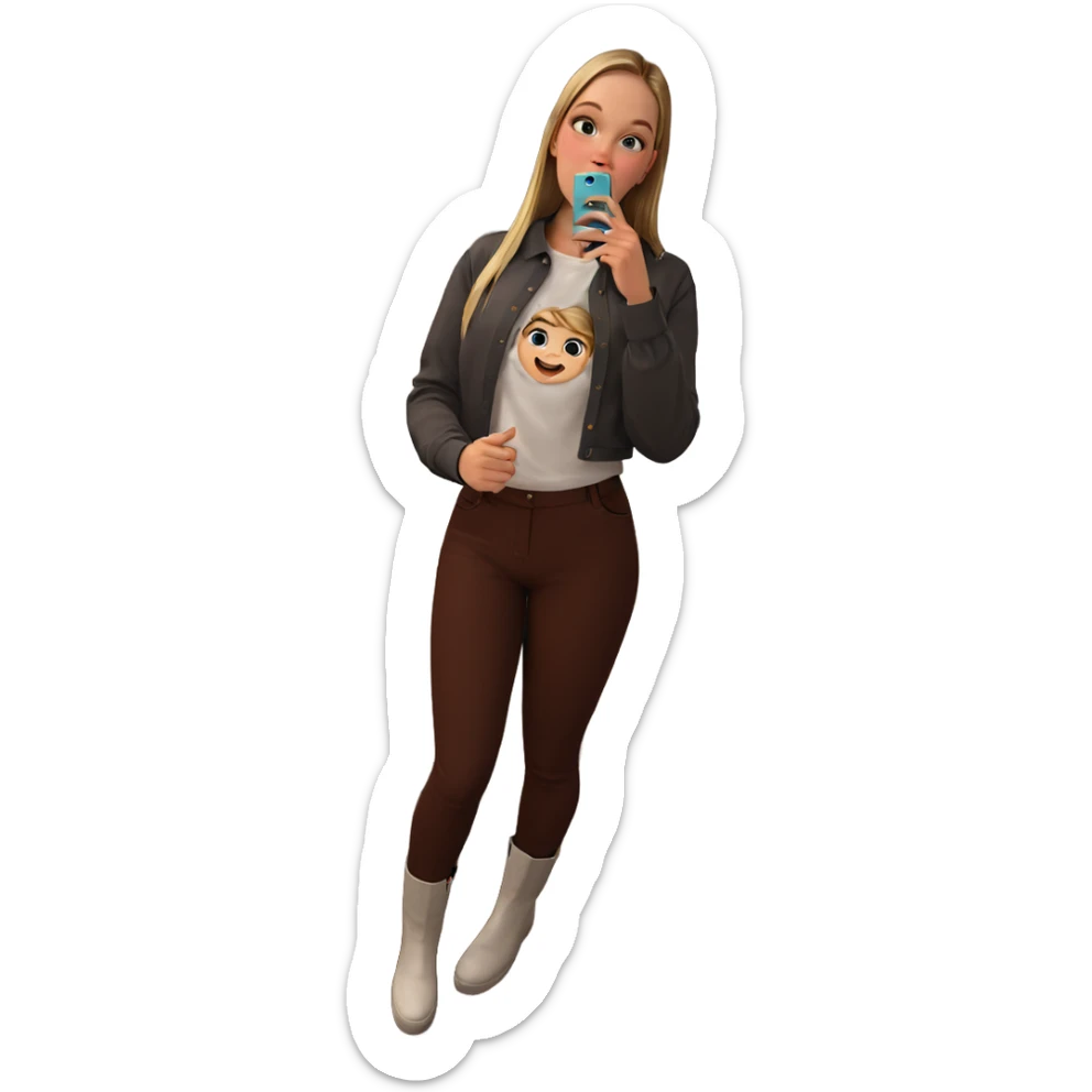 selfie of girl in white shirt sticker