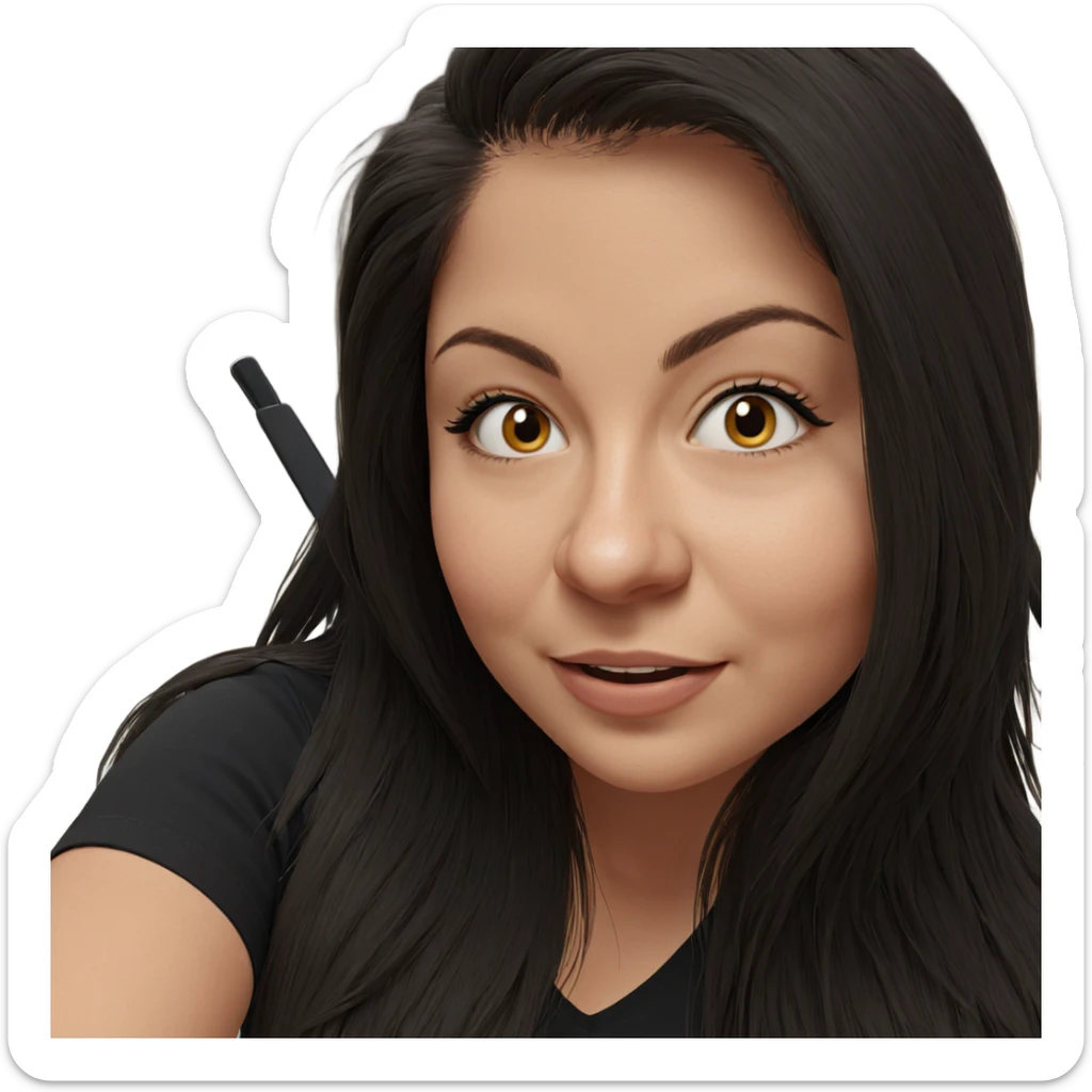 smiling girl with long hair sticker