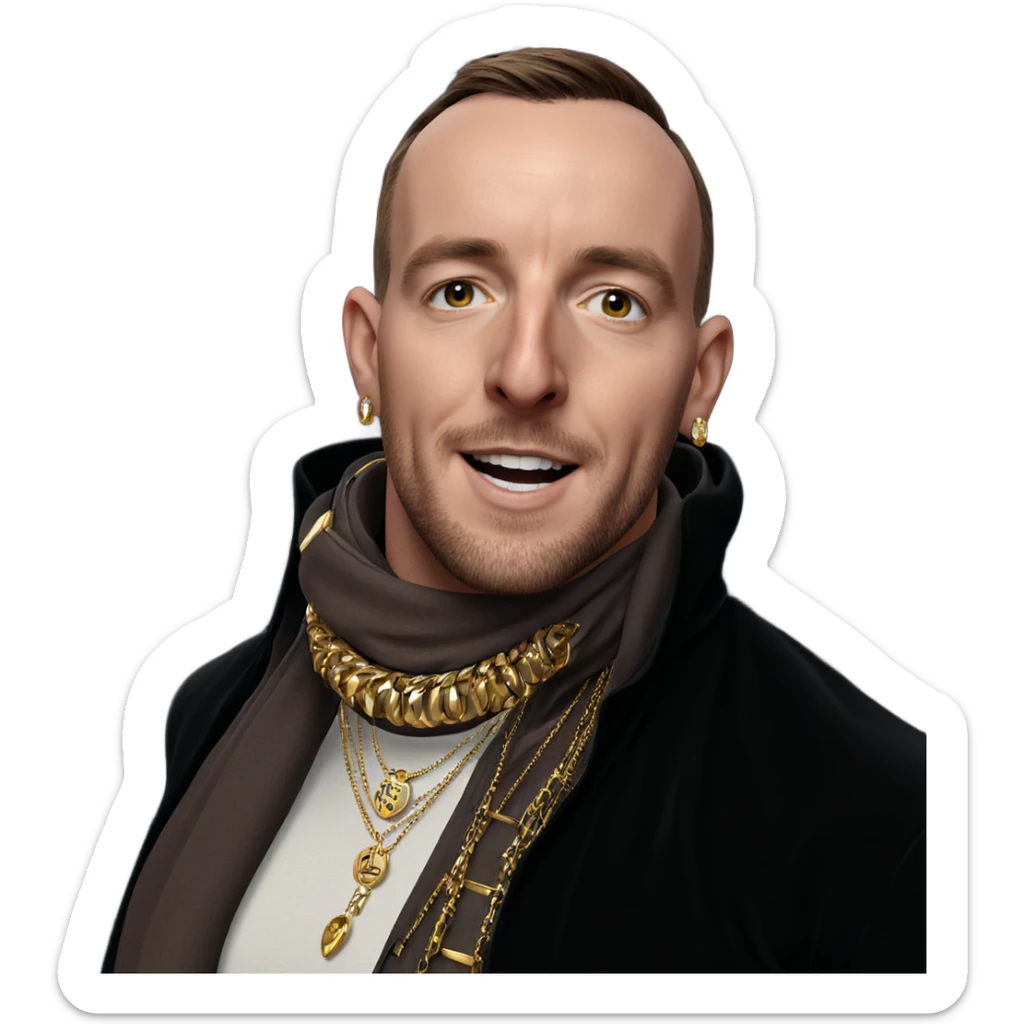 male portrait with jewelry sticker