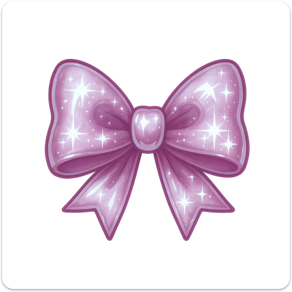 bow emoji, cute and shiny, with sparkles, no background sticker