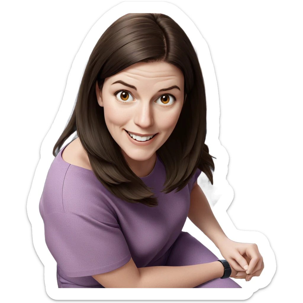 smiling girl with brown hair sticker