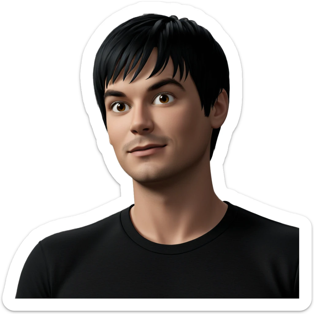 young man in black shirt sticker